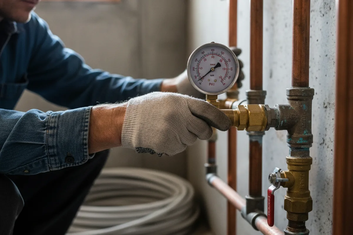 Pressure testing a repaired line during Water Line Repair in Minford